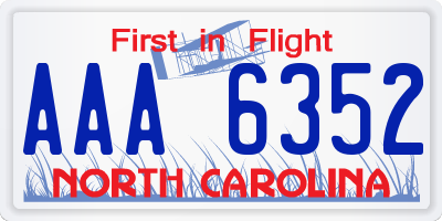 NC license plate AAA6352
