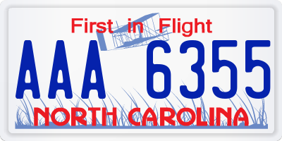 NC license plate AAA6355