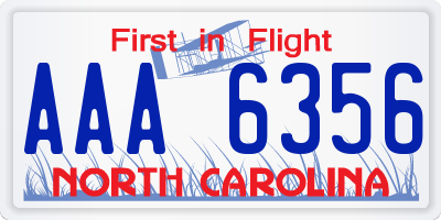 NC license plate AAA6356