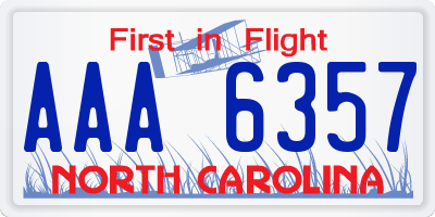 NC license plate AAA6357