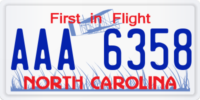 NC license plate AAA6358