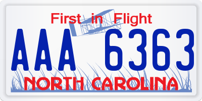 NC license plate AAA6363