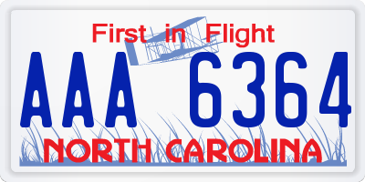 NC license plate AAA6364