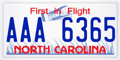 NC license plate AAA6365