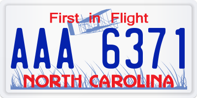 NC license plate AAA6371