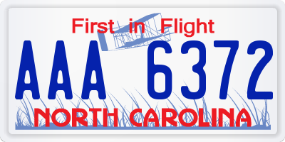 NC license plate AAA6372