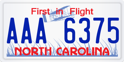 NC license plate AAA6375