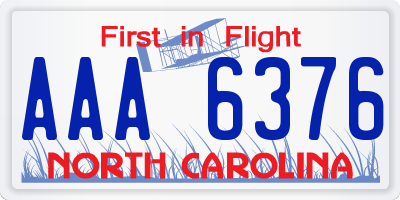 NC license plate AAA6376