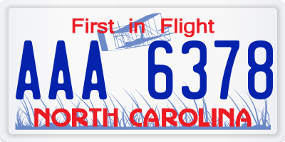 NC license plate AAA6378