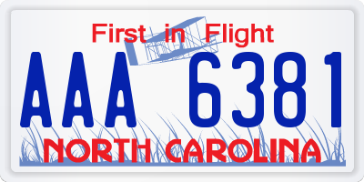 NC license plate AAA6381