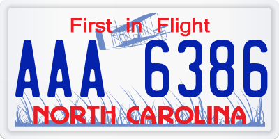 NC license plate AAA6386