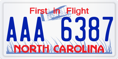 NC license plate AAA6387