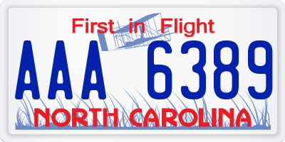 NC license plate AAA6389