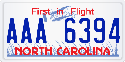 NC license plate AAA6394