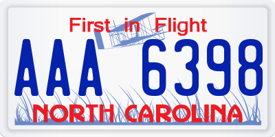 NC license plate AAA6398