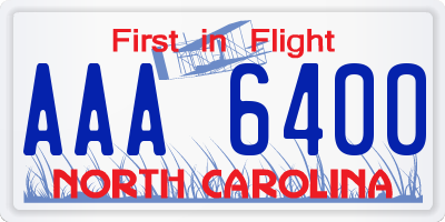 NC license plate AAA6400