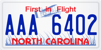 NC license plate AAA6402