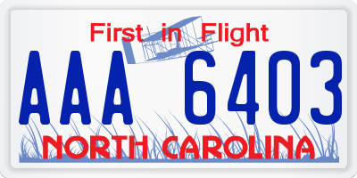 NC license plate AAA6403