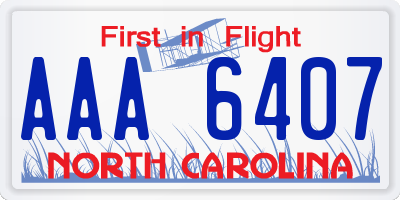 NC license plate AAA6407