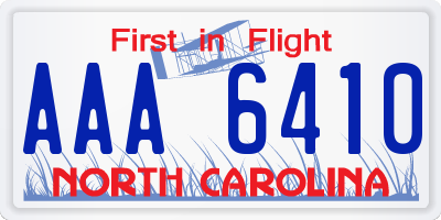 NC license plate AAA6410
