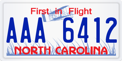 NC license plate AAA6412