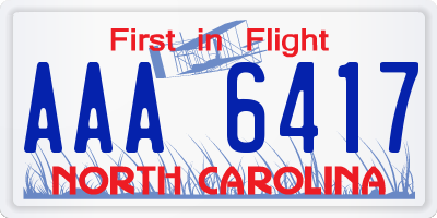 NC license plate AAA6417