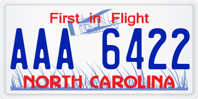 NC license plate AAA6422