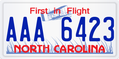 NC license plate AAA6423