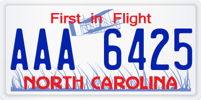 NC license plate AAA6425