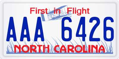 NC license plate AAA6426