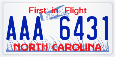 NC license plate AAA6431