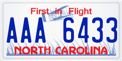 NC license plate AAA6433