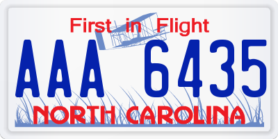 NC license plate AAA6435