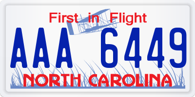 NC license plate AAA6449