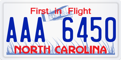 NC license plate AAA6450