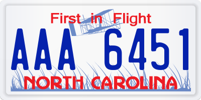 NC license plate AAA6451