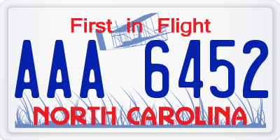 NC license plate AAA6452