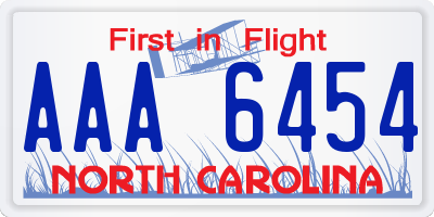 NC license plate AAA6454