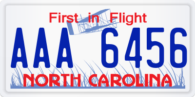 NC license plate AAA6456