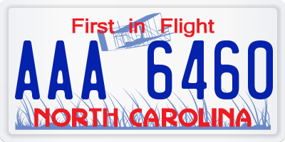 NC license plate AAA6460
