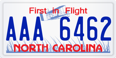 NC license plate AAA6462