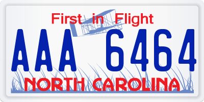 NC license plate AAA6464