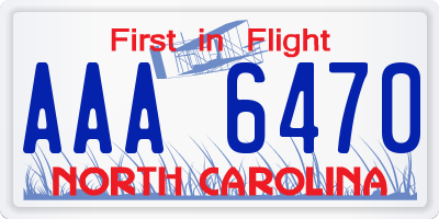 NC license plate AAA6470