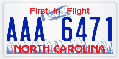 NC license plate AAA6471