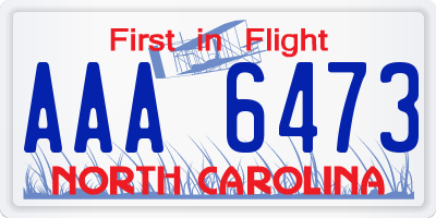 NC license plate AAA6473