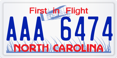 NC license plate AAA6474