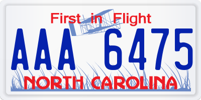 NC license plate AAA6475