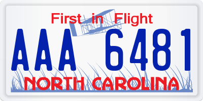 NC license plate AAA6481