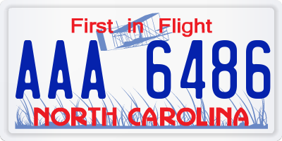 NC license plate AAA6486