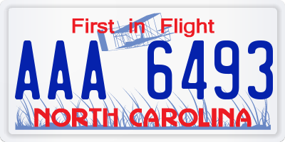 NC license plate AAA6493